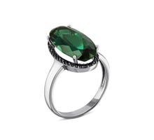Серебряное кольцо с зеленым кварцем и фианитами (1560ч/1р-QGR)