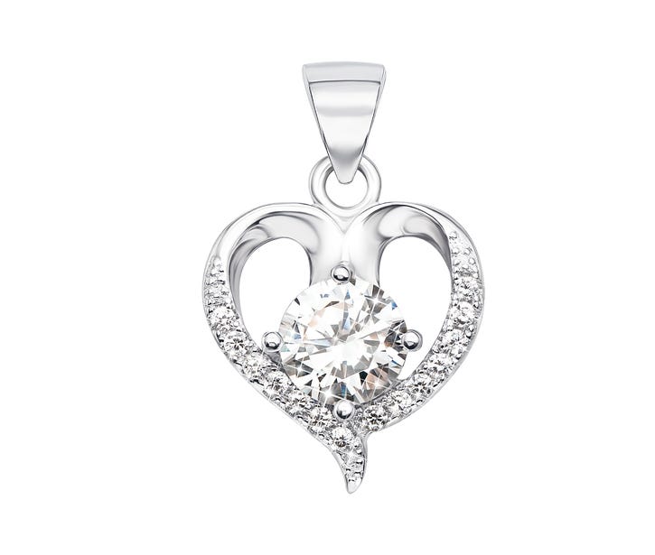 Срібна підвіска «Серце» з фіанітами (1PE44960-P): купить