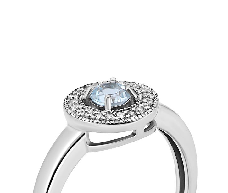 Серебряное кольцо с топазом и фианитами (824К.т.Rh): купить