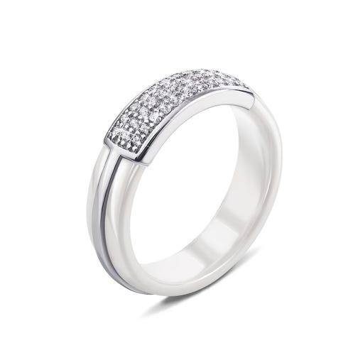 Серебряное кольцо с керамикой и фианитами (К2ФК1/1009-16)