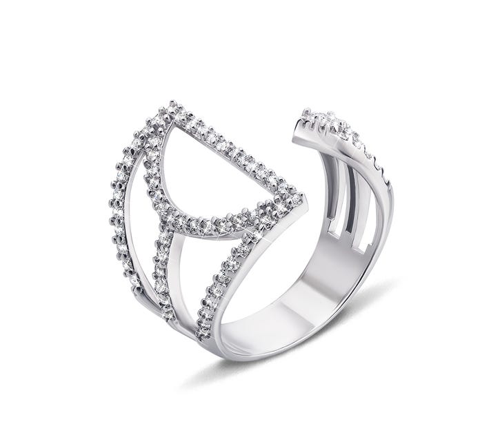 Фаланговое серебряное кольцо с фианитами (AZ01080/18): купить