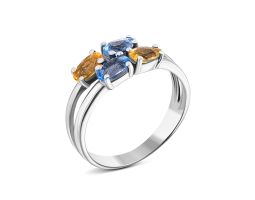 Кольцо с цитрином и кварцем Tanzanite (1666/1р-QTANCIT)