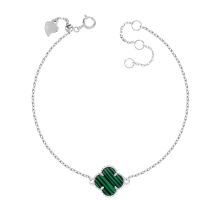 Срібний браслет Конюшина з малахітом (БК2М/1024Ш-21)