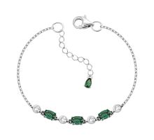 Серебряный браслет с зеленым кварцем и фианитами (4197р-QGR)