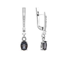 Серебряные серьги-подвески с топазом и фианитами (с1272топЛRh)