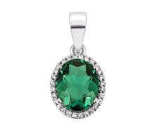 Серебряная подвеска с зеленым кварцем и фианитами (3890р-QGR)