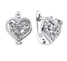 Срібні сережки Серце з фіанітами (1EA81286)