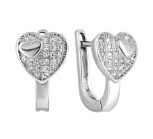 Срібні сережки Серце з фіанітами (2E10994)