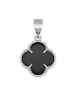 Серебряная подвеска Клевер с ониксом (1665П.Rh)