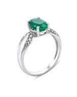 Серебряное кольцо с зеленым агатом и фианитами (1503/1р-GRAG)