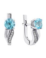 Серебряные серьги с топазом swiss и фианитами (2429/9р-TSWB)