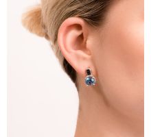 Срібні сережки з кварцем London blue і фіанітами  (2140чб/1р-QLB): купить