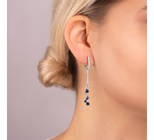 Срібні сережки-підвіски з сапфірами і фіанітами (2362/1р-HSPH): купить