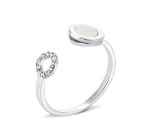 Безразмерное серебряное кольцо с фианитами и перламутром (К2ПФ/1300)