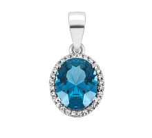 Срібна підвіска з кварцом London blue та фіанітами (3890р-QLB)