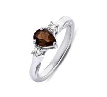 Серебряное кольцо с дымчатым кварцем и фианитами (Тд0057/раух-R): купить