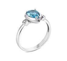 Срібна каблучка з кварцом London blue і фіанітами (1740/1р-QLB)