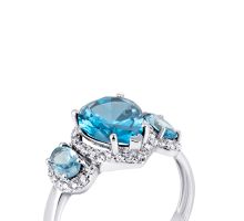 Срібна каблучка з кварцом London blue і фіанітами (1748/1р-QLB): купить