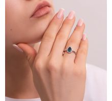 Срібна каблучка з лондон-топазом і фіанітами (Тд0049/топld-R): купить