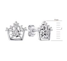 Срібні пусети Корона з фіанітами (1EA94114): купить