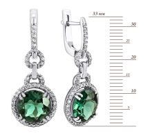 Срібні сережки-підвіски з зеленим кварцом і фіанітами (2164/1р-QGR): купить