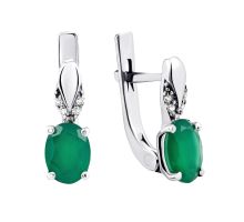 Срібні сережки з зеленим агатом і фіанітами (2078/1р-GRAG): купить