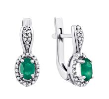 Срібні сережки з зеленим агатом і фіанітами (2085/1р-GRAG): купить