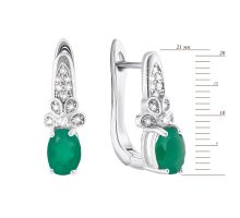 Срібні сережки з зеленим агатом і фіанітами (Тд0063/агат-E): купить