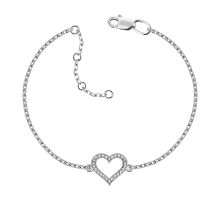 Срібний браслет Серце з фіанітами (БС497с): купить