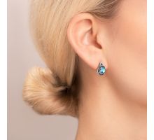 Срібні сережки з кварцом London blue і фіанітами (2088/1р-QLB): купить