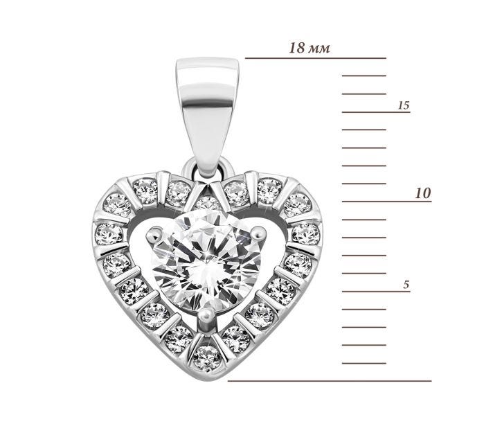 Срібна підвіска Серце з фіанітами (1PE78502): купить