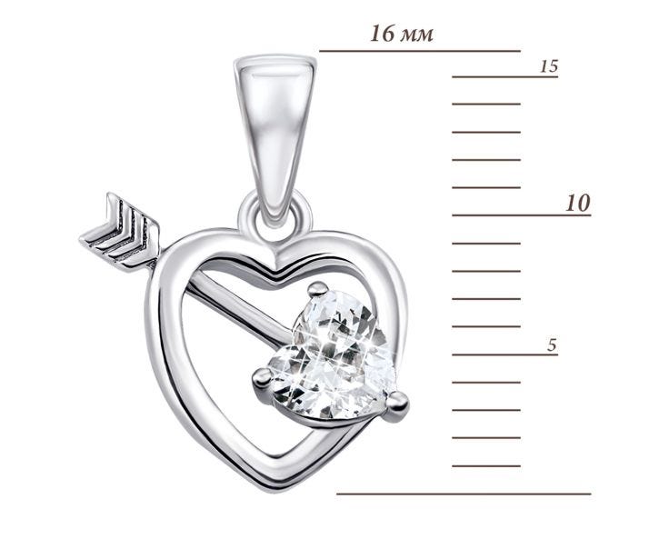 Срібна підвіска Серце з фіанітами (TP1808): цена