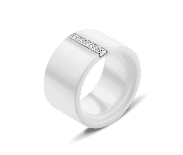 Серебряное кольцо с керамикой и фианитами (К2ФК1/1010-17): купить