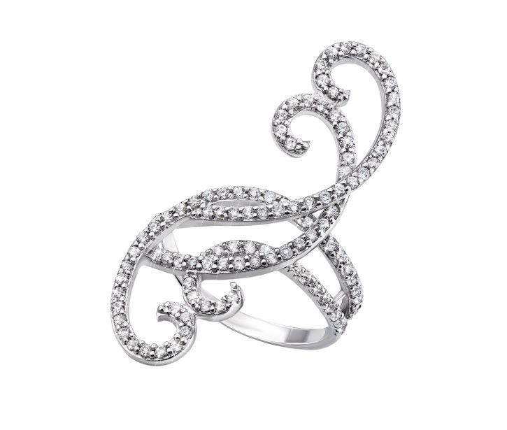 Фаланговое серебряное кольцо с фианитами (AZ01103/8): купить