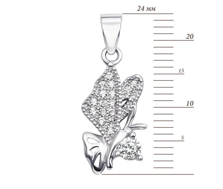 Срібна підвіска «Метелик» з фіанітами (AZ03200): недорого