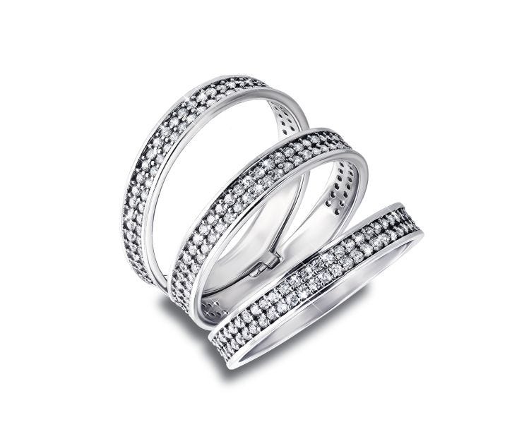 Фаланговое серебряное кольцо с фианитами (AZ01138/23): в Украине