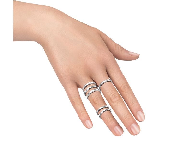 Фаланговое тройное серебряное кольцо (К2/416): в Украине