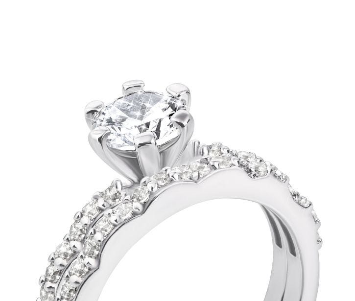 Наборное двойное серебряное кольцо с фианитами (GR0023-R): недорого
