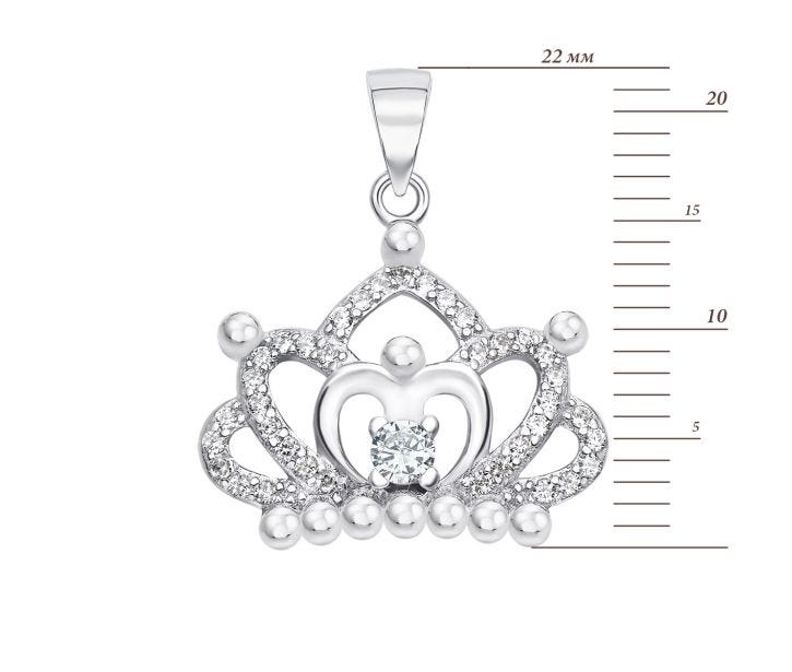 Срібна підвіска «Корона» з фіанітами (PP1090-P/12/1): недорого