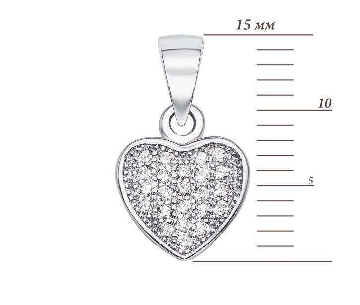 Срібна підвіска «Серце» з фіанітами (PSS0698-P/12/1): недорого