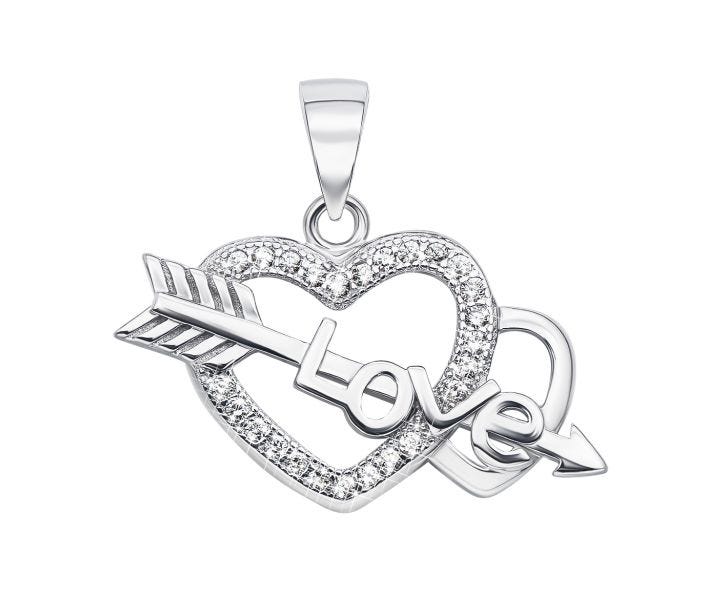Серебряная подвеска «Сердце» с фианитами (SA7595-P/12/1): купить