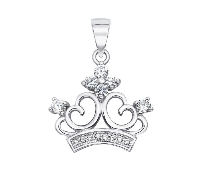 Срібна підвіска «Корона» з фіанітами (SA8775-P/12/1): купить
