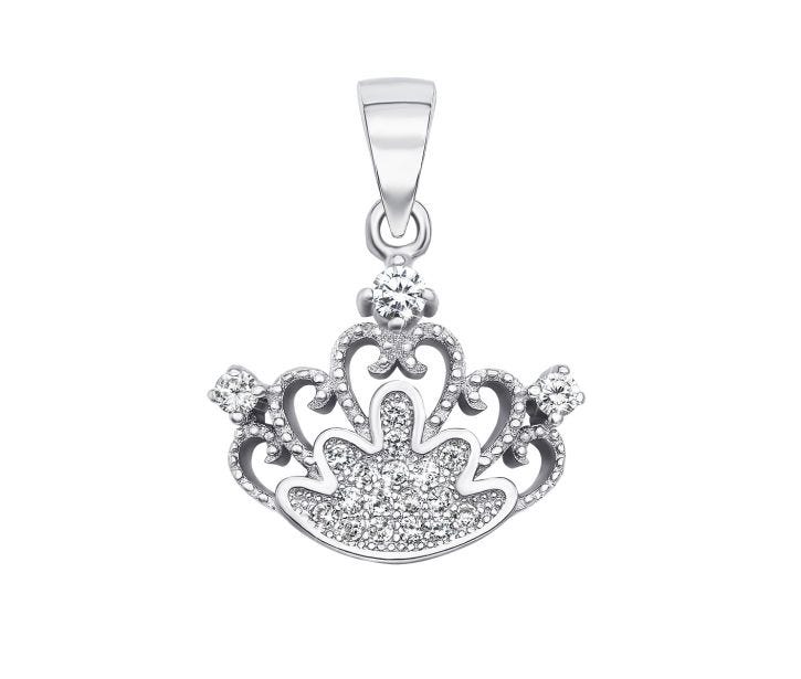 Срібна підвіска «Корона» з фіанітами (SA8860-P/12/1): купить