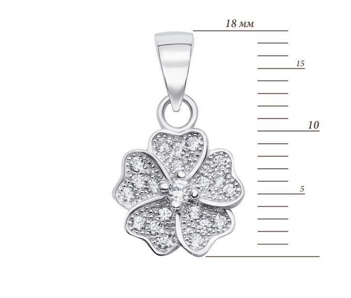 Срібна підвіска «Квітка» з фіанітами (PSS0673-P/12/1): цена
