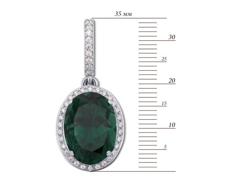 Серебряная подвеска с зеленым кварцем и фианитами (3681р): цена