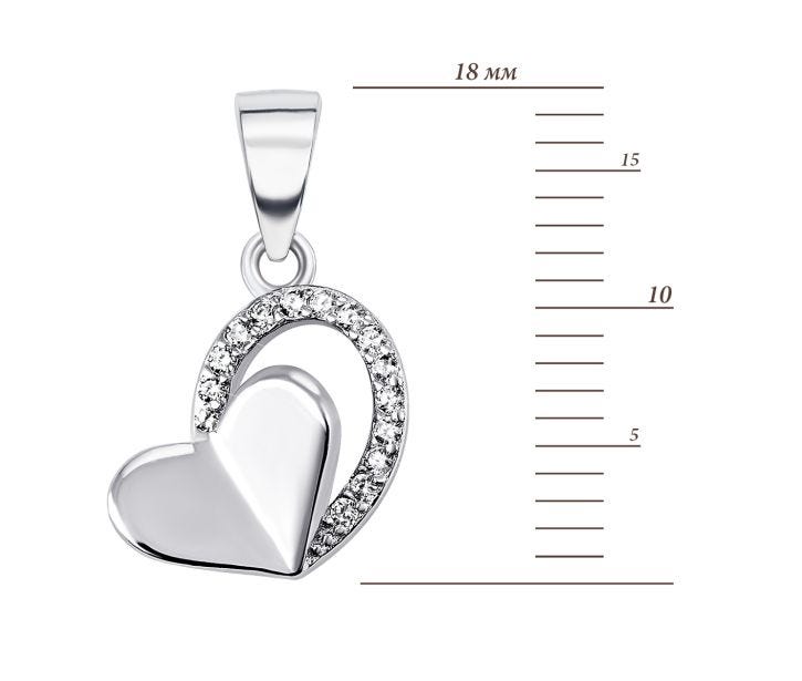 Срібна підвіска Серце з фіанітами (1PE67864): цена