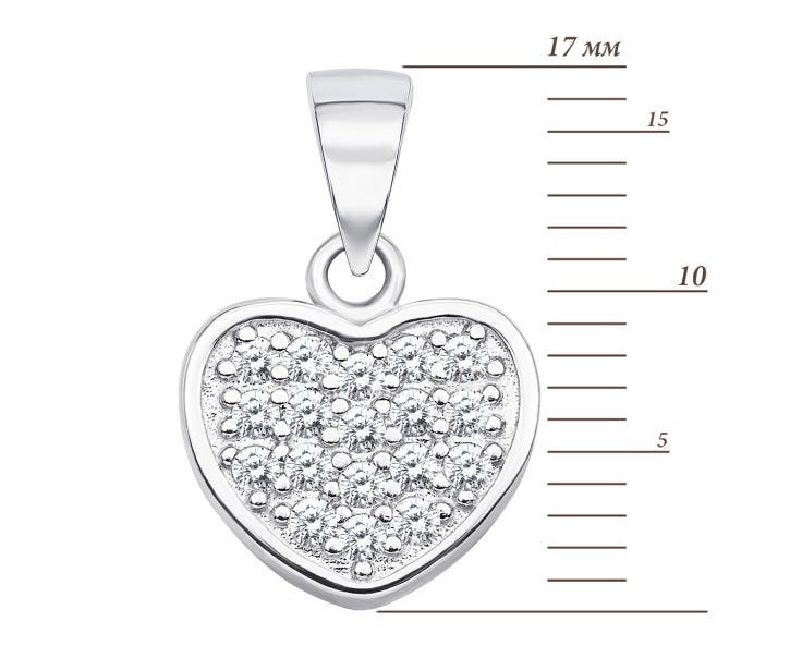 Срібна підвіска «Серце» з фіанітами (ES0050EP-P): цена