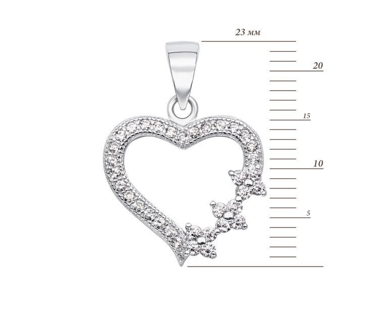 Срібна підвіска «Серце» з фіанітами (SA8804-P/12/1): цена