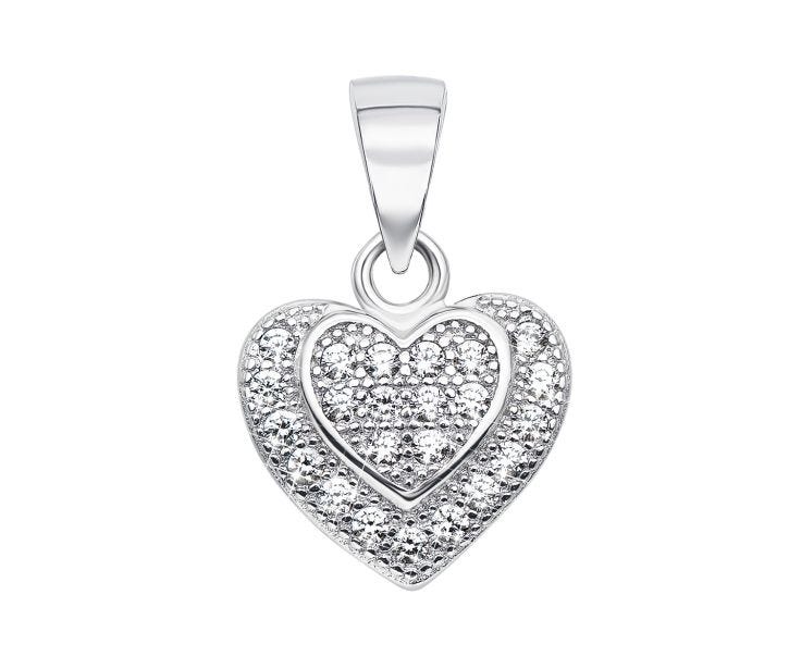 Серебряная подвеска «Сердце» с фианитами (SA9128-P/12/1)