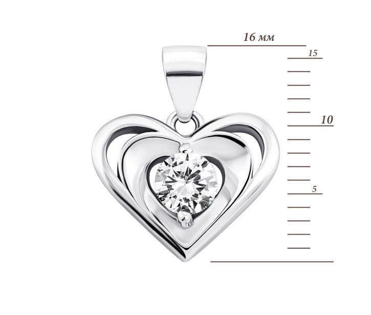 Серебряная подвеска Сердце с фианитом (1PE67262): купить